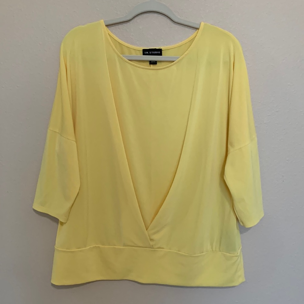 I N Studio Macys Yellow Top Blouse